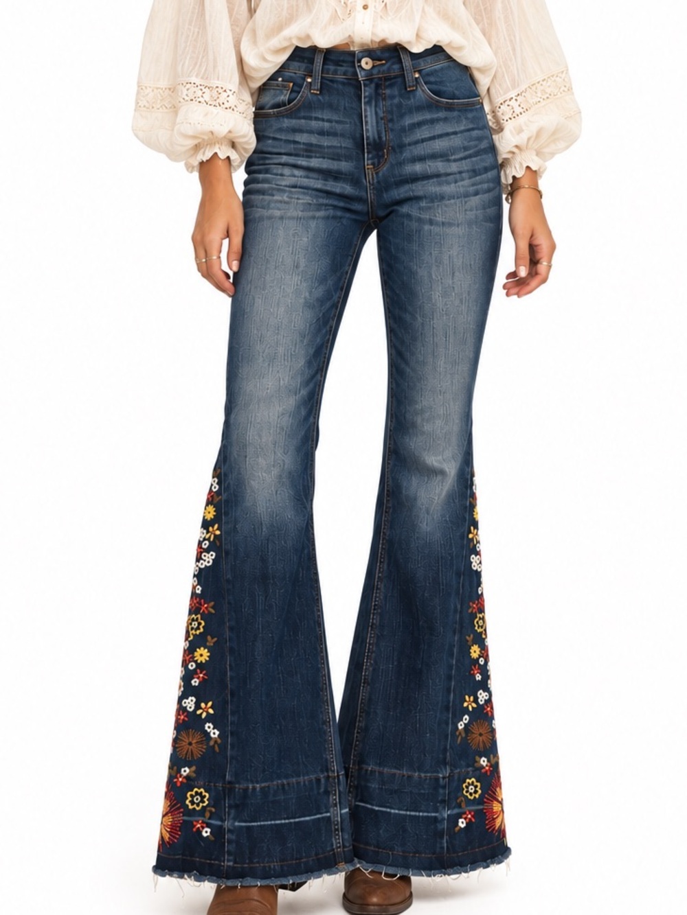 Embroidered Flare Jeans 27 Ashley Mason